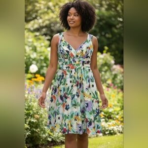 Adrianna Papell Vibrant Floral Midi Dress